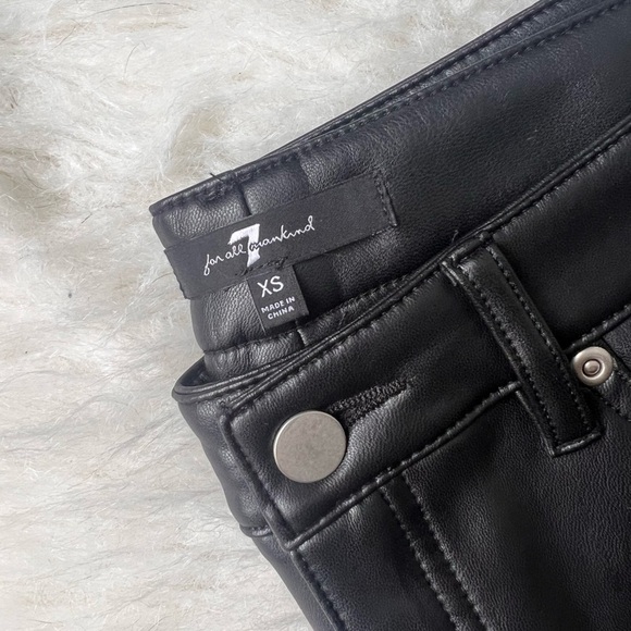 7 for All Mankind Black Faux Leather High Rise Stretch Pants Size: XS - Picture 3 of 5